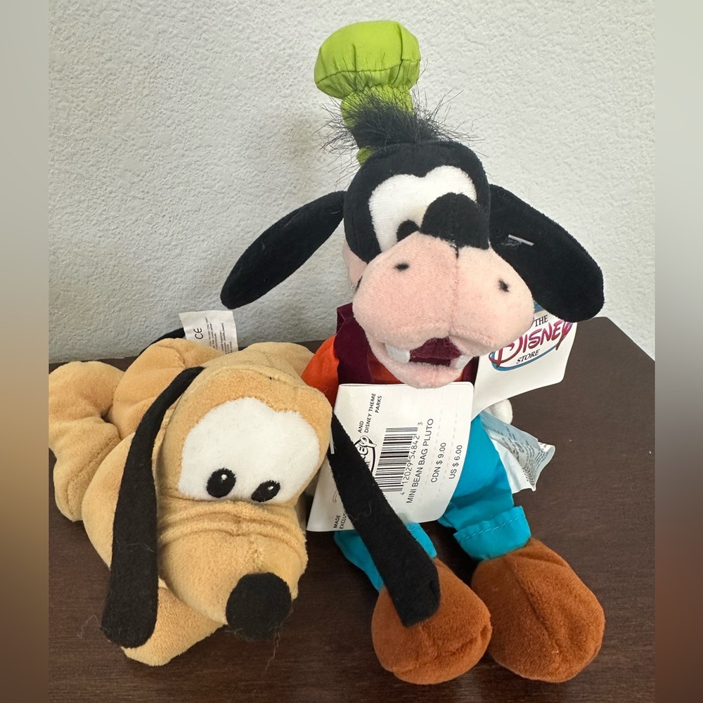 Disney Goofy and Pluto Bean Bag Plush Vintage 1990s